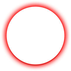 Transparent neon bright red circle badge