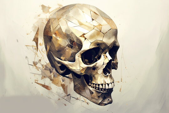 A painting of a skull on a white background. Generative AI.