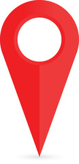 Red vector line map location pointer for business card, website and application