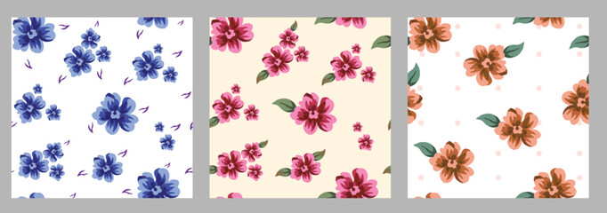 Flower pattern, elegant colorful vintage romantic rose bouquet flower element set