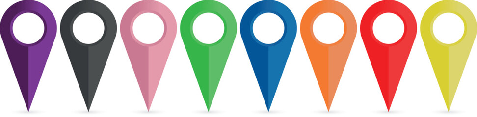 Multi colour vector line map location pointer for business card, website and application