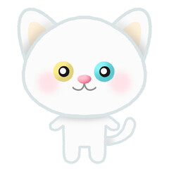 White odd eyed cat standing