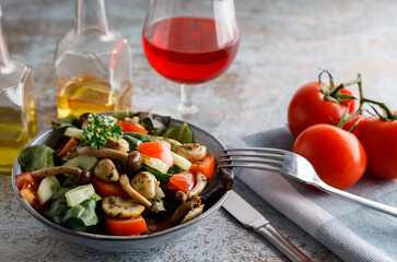mushroom salad in a bowl.