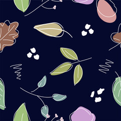 seamless pattern with leaves and flowers for fabric or wallpaper