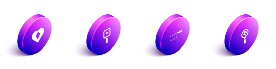 Set Isometric Chef hat, Frying pan, Saucepan and icon. Vector