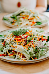 Plates full of vitamins: mixed vegetable spring salad