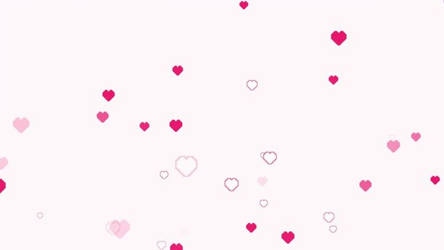 Aesthetics cute pink retro pixel 8bit heart shape on pastel pink background