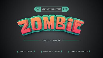 3D Zombie - Editable Text Effect, Font Style © rwgusev