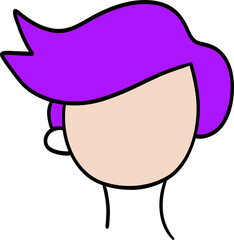 Cartoon face with purple hair