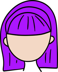 Cartoon face with purple hair