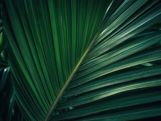 Beautiful green palm leaves background. Tropical nature concept. Selective focus. Created with Generative AI technology.