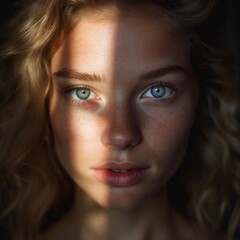Fototapeta premium A close-up portrait of a AI generated non existing model