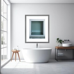 Fototapeta na wymiar framed mirror, on the wall of white, in - AI-generated