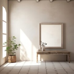 framed mirror, on the wall of white, in - AI-generated