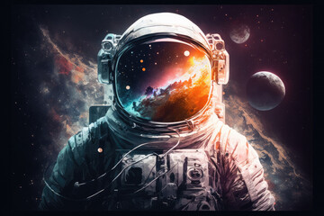 Fototapeta na wymiar Astronaut with universe theme