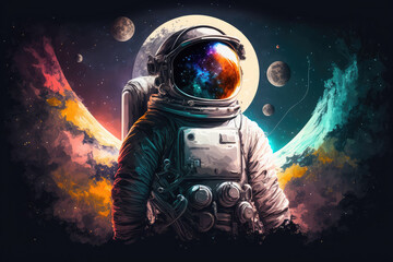 Astronaut with universe theme