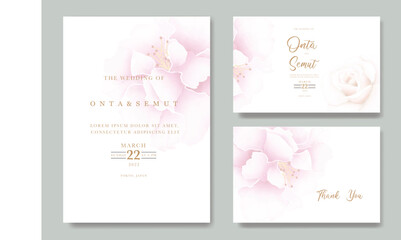 Fototapeta na wymiar Elegant Floral Leaves Watercolor Wedding Invitation Card
