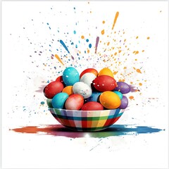 a basket full of easter eggs, stylized, abstract, - AI-generated