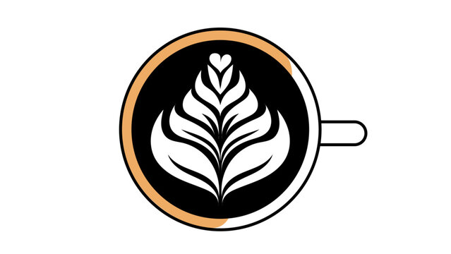 Coffee latte art coffee shop decorative element. isolated on white background ,Vector illustration EPS 10