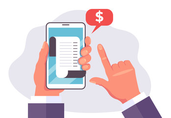 Fototapeta na wymiar Money payment bill pay online mobile wallet invoice concept. Vector graphic design element illustration