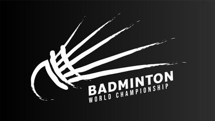 Badminton Logo on black background,badminton sports wallpaper with copy space, illustration Vector EPS 10