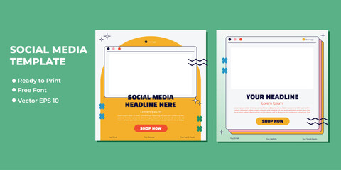 Set of Editable minimal square banner template. Suitable for social media post and web internet ads. Vector illustration with photo college