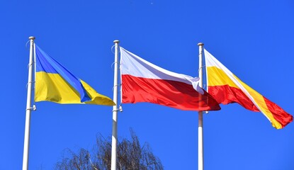 flaga, Ukraina, Polska, godło, symbol