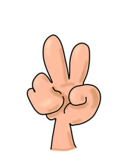 Hand show two fingers  symbol this sign for victory win success or number two step