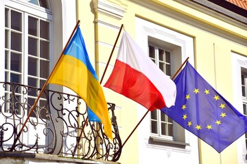 flaga, Ukraina, Polska, godło, symbol - obrazy, fototapety, plakaty