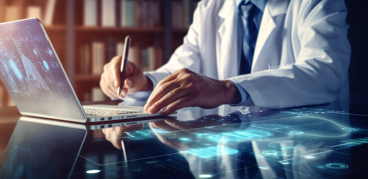 The Doctor Is Making Medical Financial Analyzing Created With Generative AI Technology