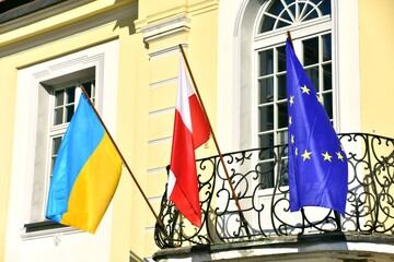 flaga, Ukraina, Polska, godło, symbol