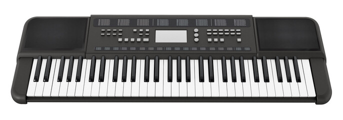 Contemporary, generic design music keyboard on transparent background. 3D illustration