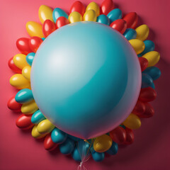 Fototapeta na wymiar Balões pequenos visto de cima, em círculo, com balões pequenos ao redor para escrita