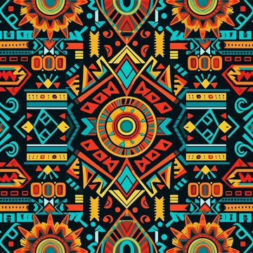 Seamless with  tribal and ethnic influences pattern