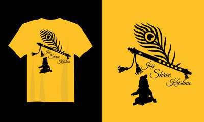 Shree Krishna illustration t- shirt design . 
creative minimal design template