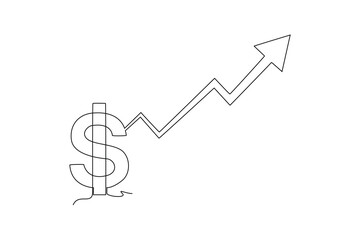 Continuous one-line drawing business charts soared. Business charts concept. Single line drawing design graphic vector illustration