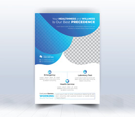 Modern Unique Layout Flyer Template For Healthcare and Medical Service.