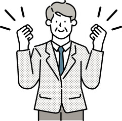 A businessman striking a confident pose with a positive expression.