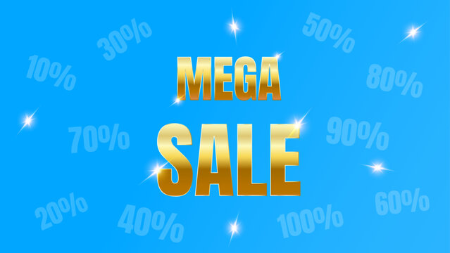 mega sale 10% 20% 30% 40% 50% 60% 70% 80% 90% 100% banner