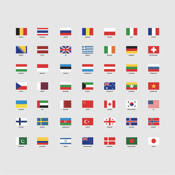 set of national flag vector icon