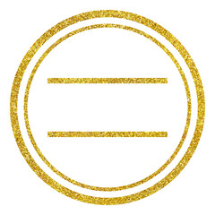 Gold rubber stamp with the text