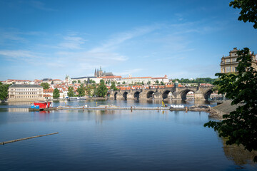 Fototapeta na wymiar the view of the Charles Bridge from Prague