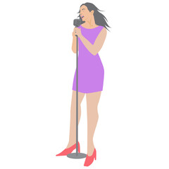Isolated woman singer with mic on white background vector illustration
