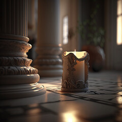 Kerze am Boden, KI generiertes Bild