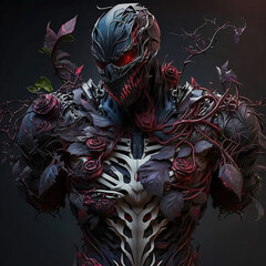 Halloween charakter mit Rosen, KI generiertes Bild