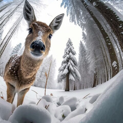 Neugieriges Reh, KI generiertes Bild