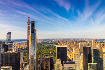 Naklejka na ściany i meble Aerial view of Manhattan and Central park