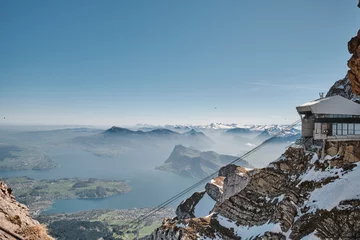 Deurstickers Vista sul Lago dei Quattro Cantoni e su Lucerna dal monte Pilatus © Federico