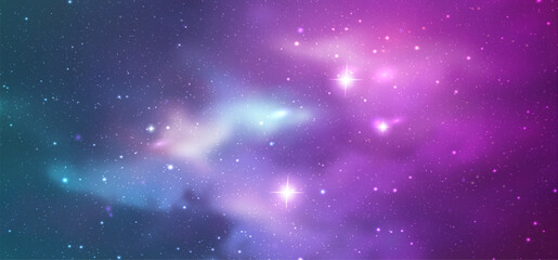 Fototapeta na wymiar Vector space galaxy realistic illustration. Colorful nebula background