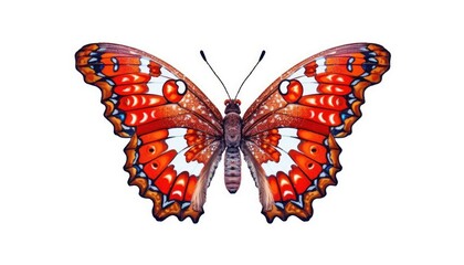 A white background showcases a lone butterfly. (Generative AI)